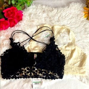 Free People Set of Bralettes cream & black